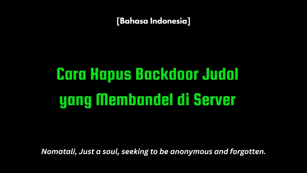 Cara Hapus Backdoor Judol