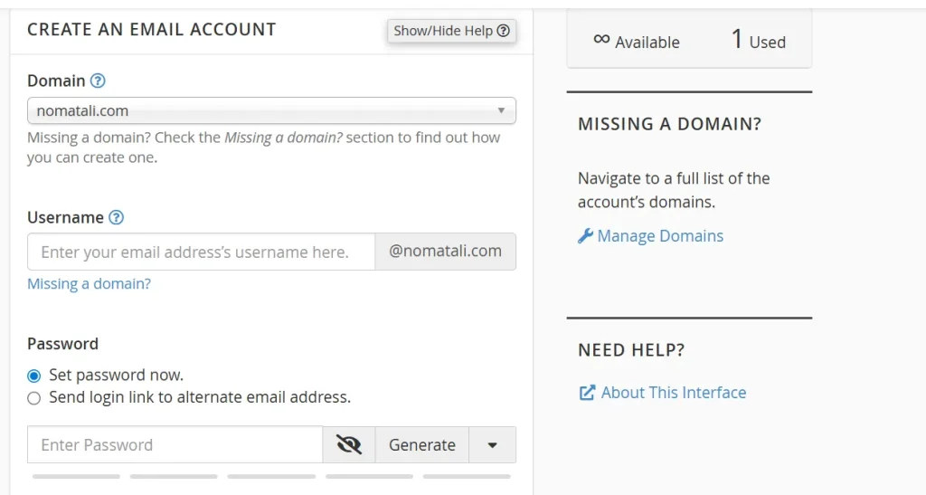 fitur create an email account di cpanel hosting anymhost
