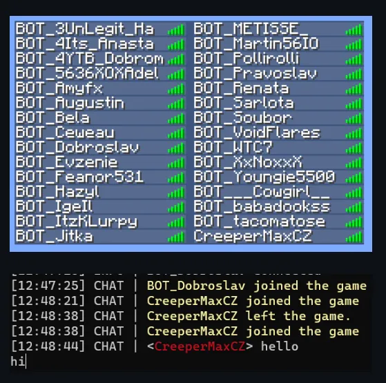 mc-bots minecraft server pentest
