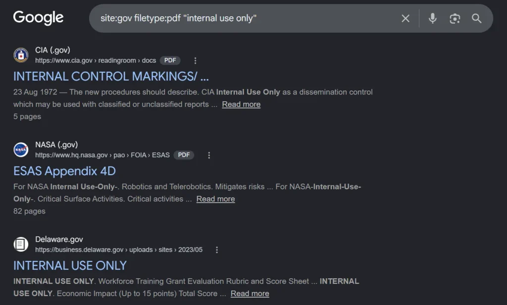 A screenshot mockup of a clean Google search bar displaying a filetype search operator for open PDF documents.